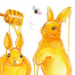 Honey Bunny Funny Easter Cards For Kids - Watercolor Happy Easter Bunny Card For Grandkids - Liyana Studio Greeting Cards Handmade