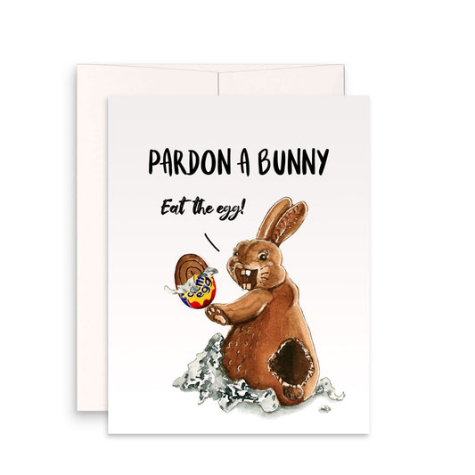Chocolate Bunny Easter Cards For Kids - Easter Egg Funny Easter Card For Friends - Liyana Studio Greeting Cards Handmade