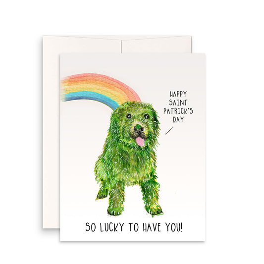 Goldendoodle St Patricks Day Card For Boyfriend - Lucky To Have You - St Patricks Day Gift For Her - Dog Saint Patrick's Day Cards