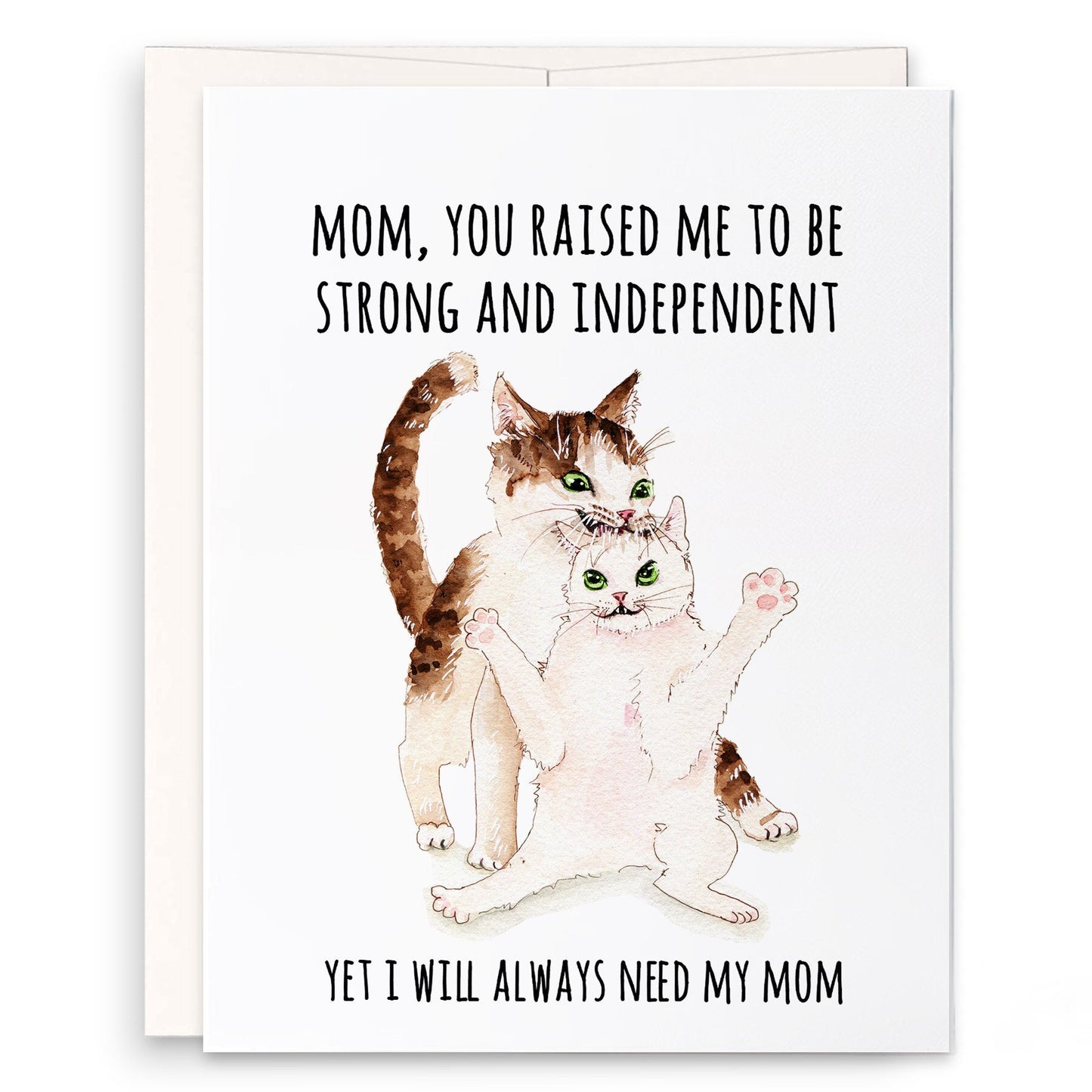 Cat Mom And Daughter Mothers Day Card Funny - Best Mom Birthday Card From Daughter Son - Liyana Studio Greeting Card Handmade