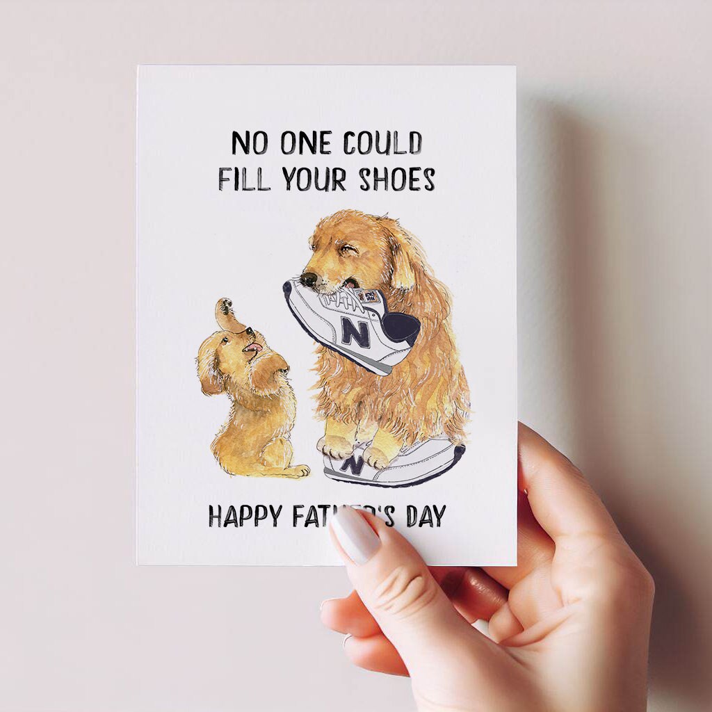 Dad And Daughter Happy Fathers Day Card Funny - Dad Birthday Cards From Son - Following In Father's Footsteps Dog Dad Card For Husband