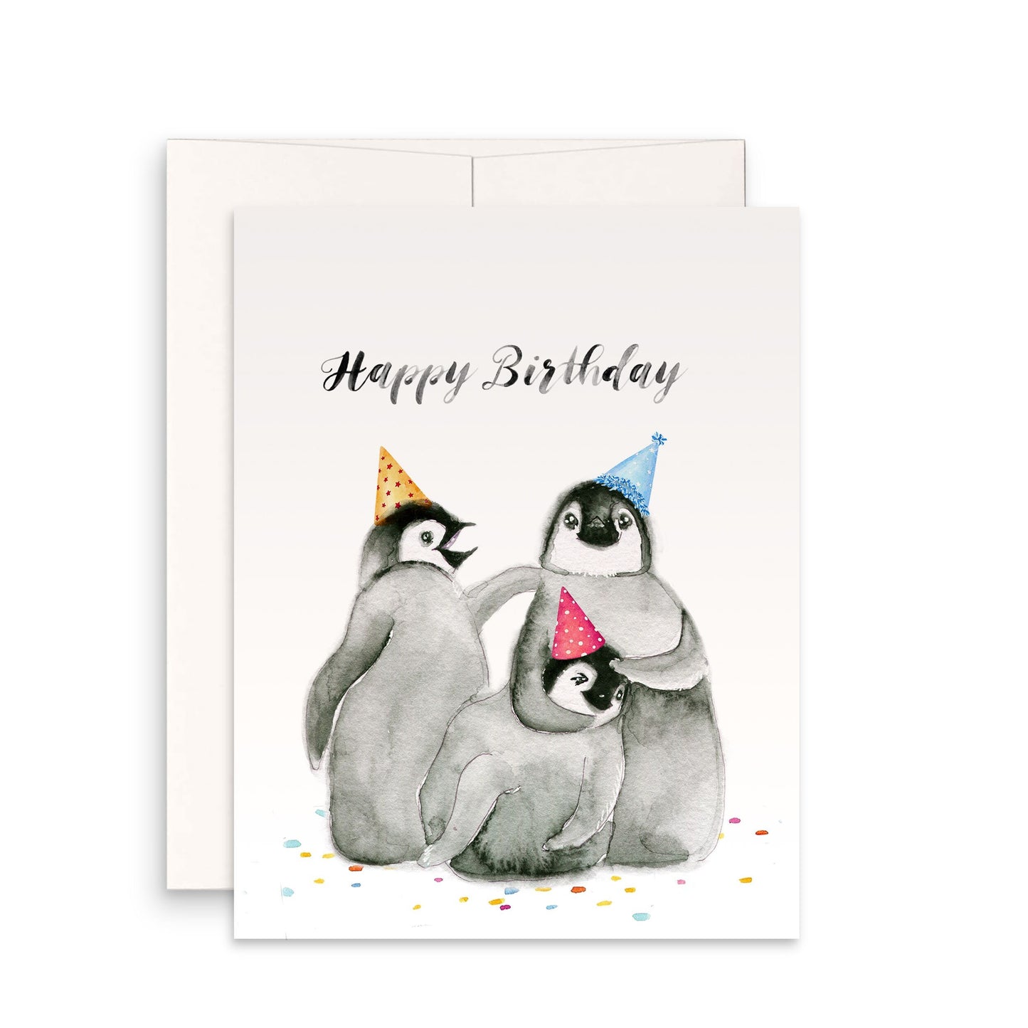 Baby Penguins Cute Birthday Card For Friends - Liyana Studio Greeting Cards Handmade