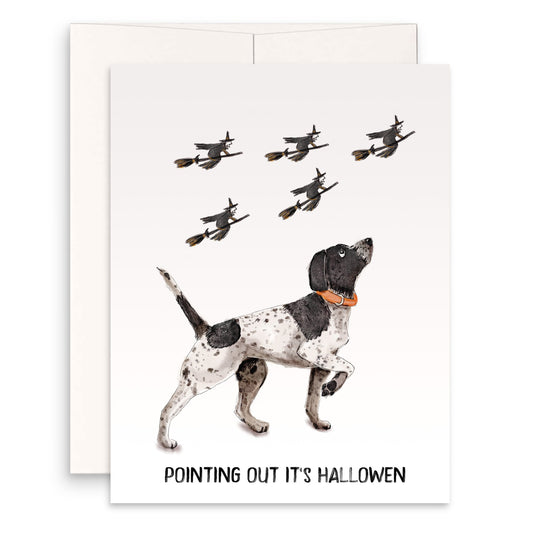 Pointing Witches Funny Halloween Cards - German Shorthaired Pointer Dog Witch Card - Liyana Studio Handmade Greetings