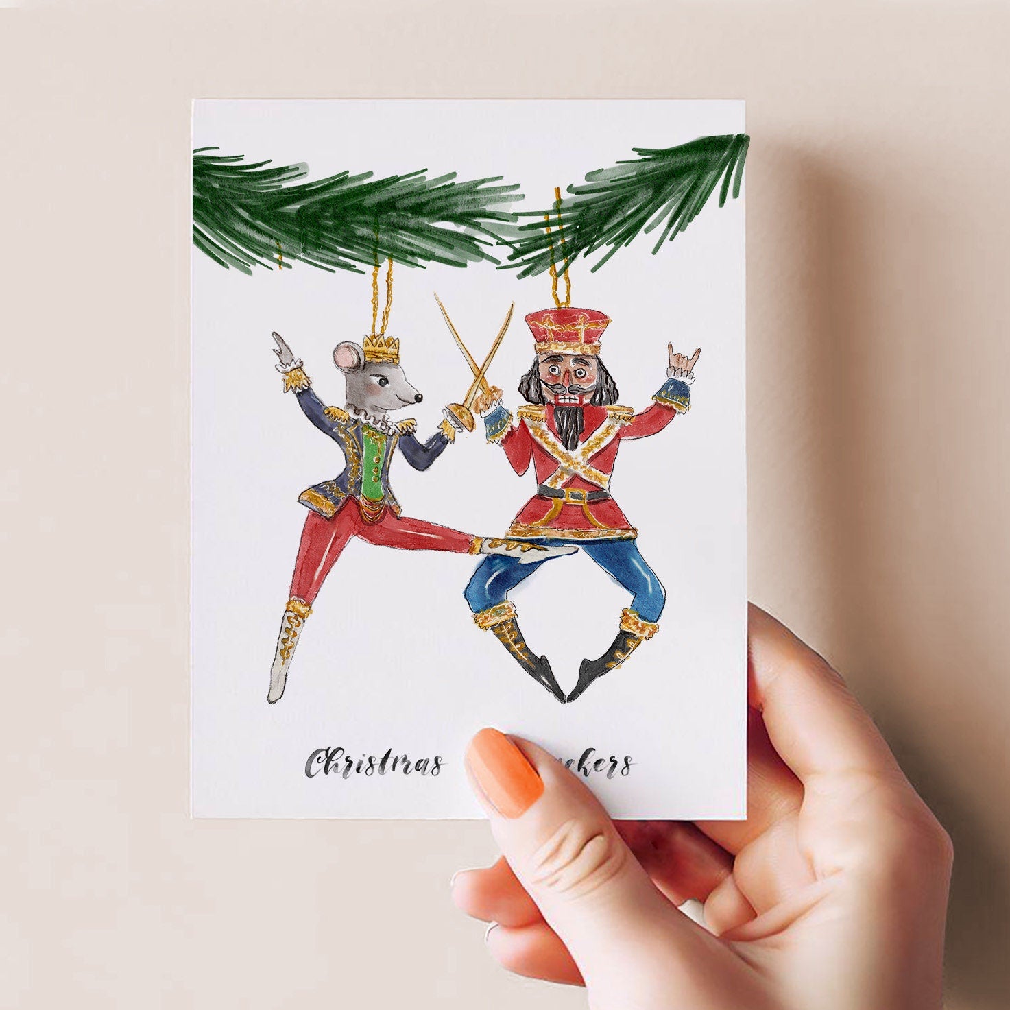 Nutcracker Christmas Cards Funny - Xmas Ornament Rude Christmas Cards For Brother - Liyana Studio Handmade Greetings