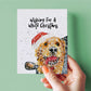 Dog White Christmas Card Funny - Golden Retriever Dog Car Ride Funny Holiday Cards For Dog Lovers - Handmade By Liyana Studio Greetings
