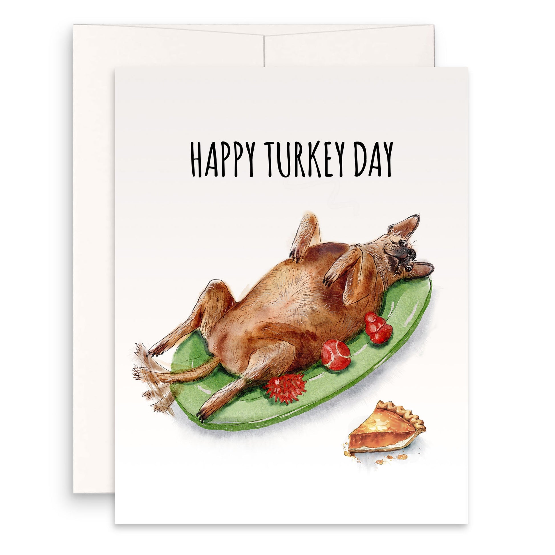 Turkey Dog Happy Thanksgiving Cards Funny - Thanksgiving Gift For Dog Lovers - Handmade By Liyana Studio Greetings