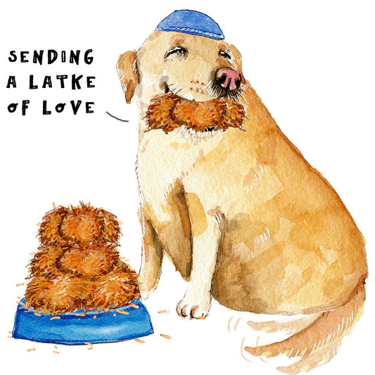 Latkes Dog Funny Hanukkah Cards Set - Latke Love Chanukah Cards For Dog Lovers - Handmade Greeting Cards By Liyana Studio