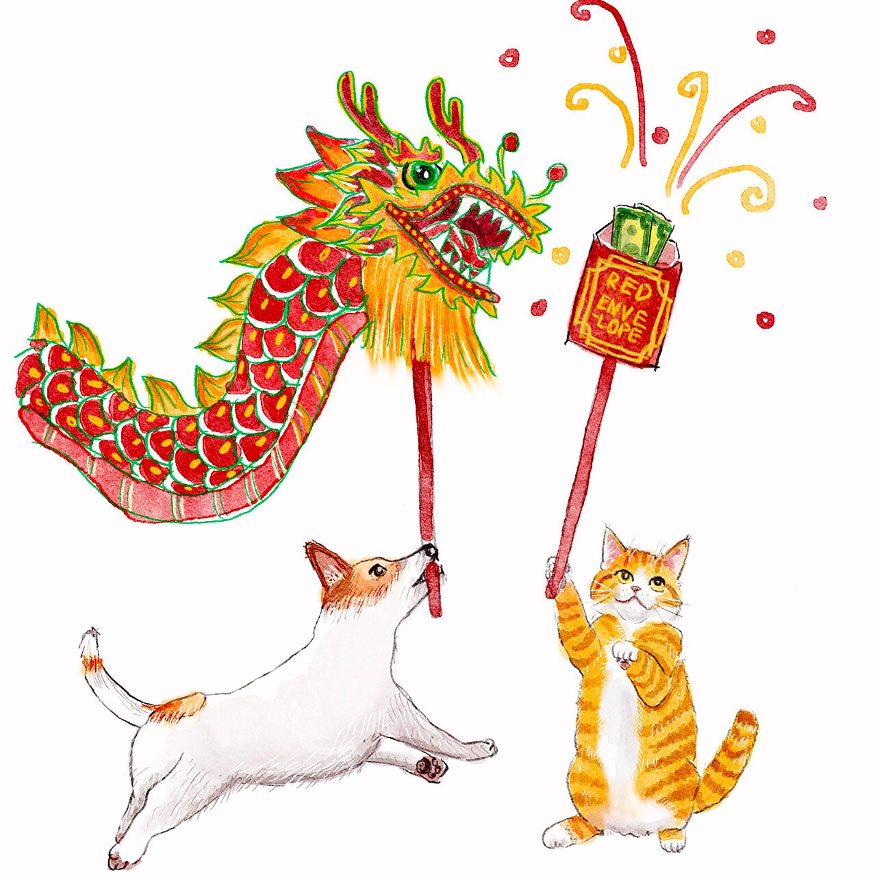 Year Of The Dragon Card - Happy Lunar New Year Cards Set - 2024 Chinese New Year Card For Kids