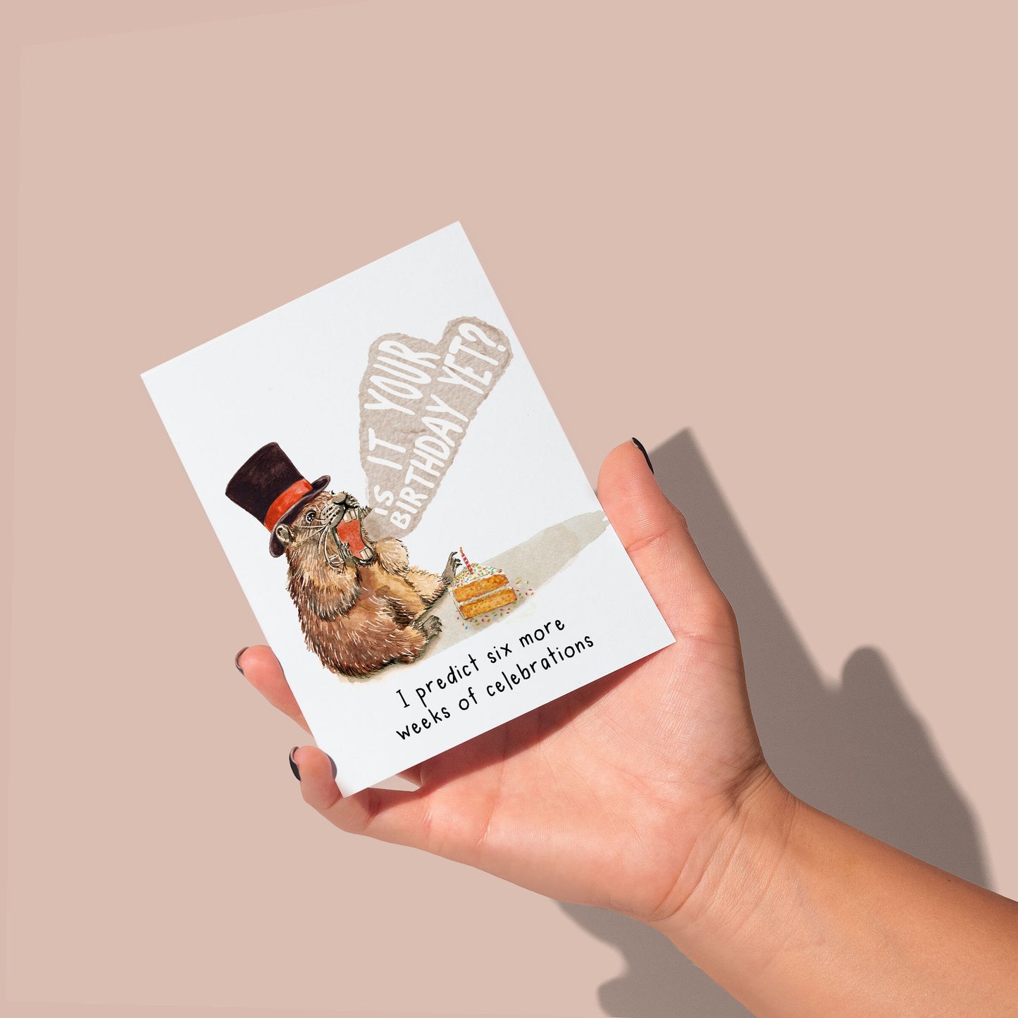Groundhog Birthday Cards Funny - Groundhog Day Gift For Friend - Liyana Studio Handmade Greeting Card