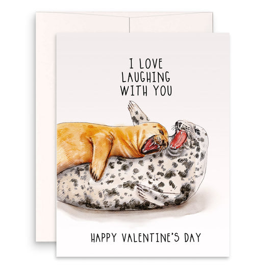 Laughing Seal Funny Valentines Day Card For Boyfriend - Beach Wedding Anniversary Card For Husband