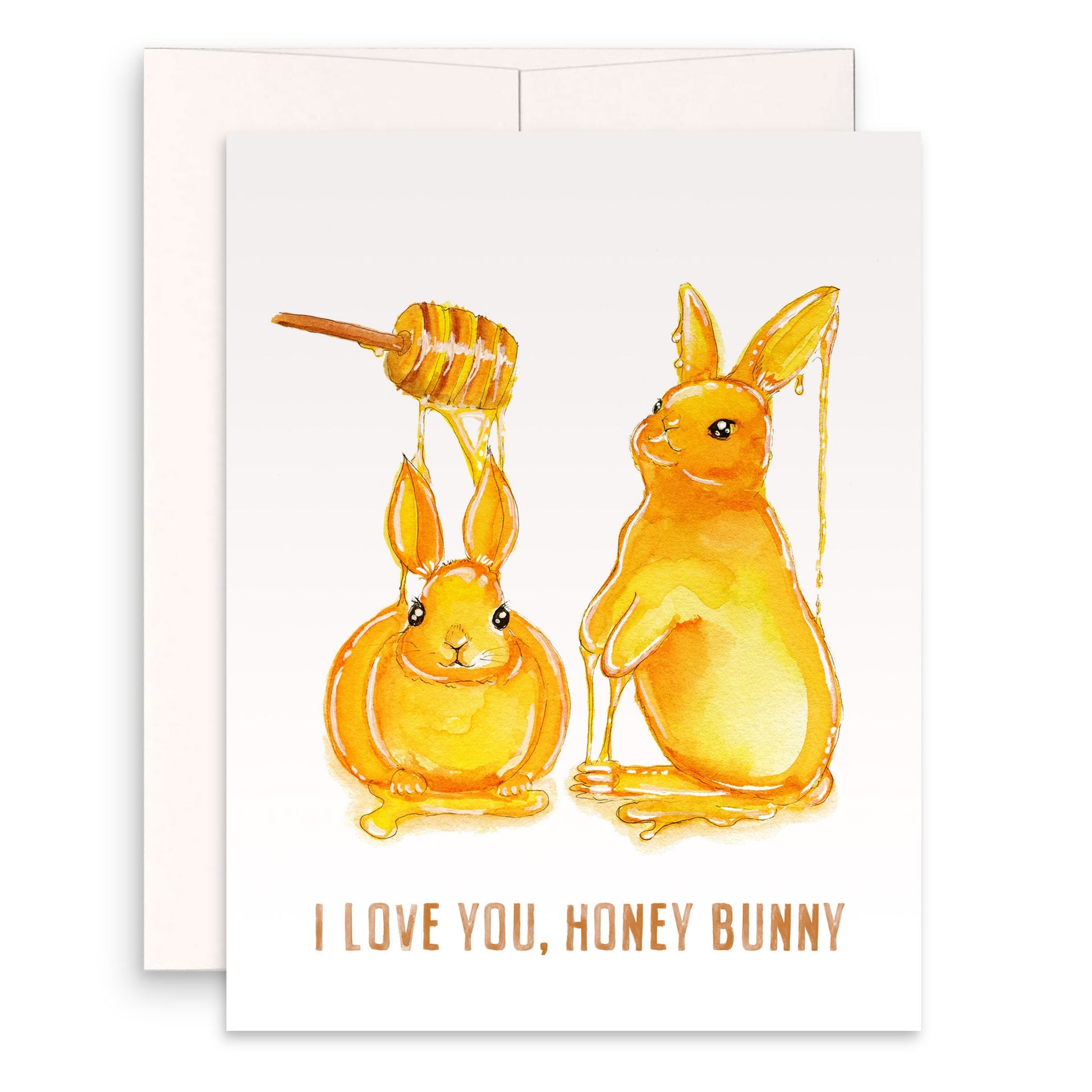 Honey Bunny Love Card For Husband - Cute Valentine Cards For Rabbit Lover Gift
