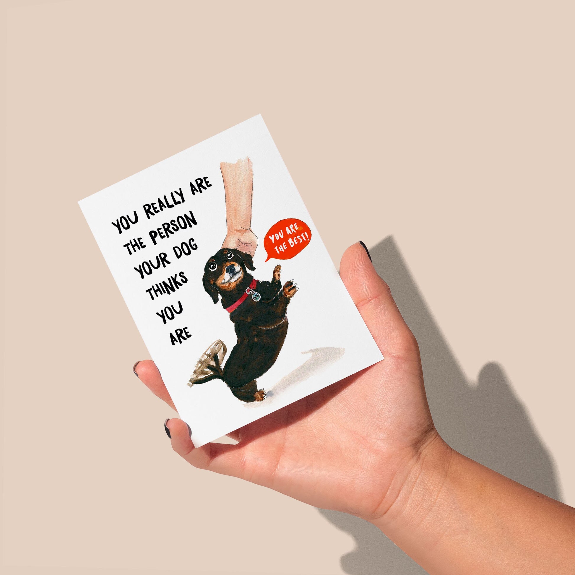 Best Dog Person Funny Thank You Cards Set - Dachsund Dog Encouragement Cards For Dog Lovers - Wiener Dog Lover Gift For Him