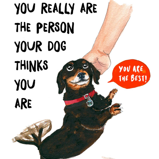 Best Dog Person Funny Thank You Cards Set - Dachsund Dog Encouragement Cards For Dog Lovers - Wiener Dog Lover Gift For Him