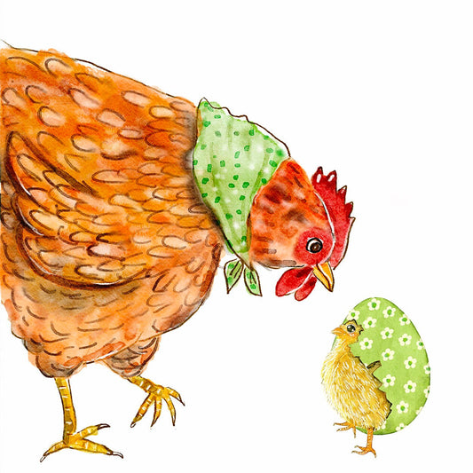 Spring Chicken Easter Eggs Card - Funny Easter Cards For Kids - Liyana Studio Greeting Cards Handmade