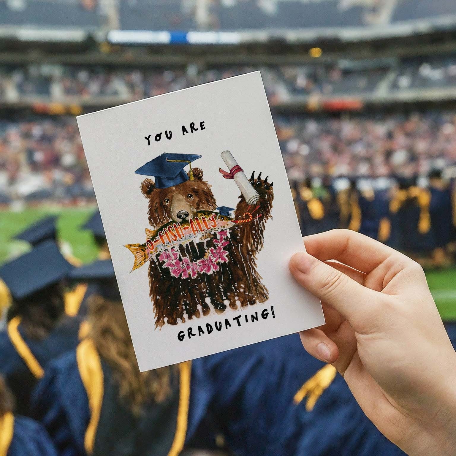 Bear Fishing Funny Graduation Card 2024 -Bear Graduation Gift For Son - Liyana Studio Handmade Greeting Cards Bear Fishing Funny Graduation Card 2024 -Bear Graduation Gift For Son - Liyana Studio Handmade Greeting Cards