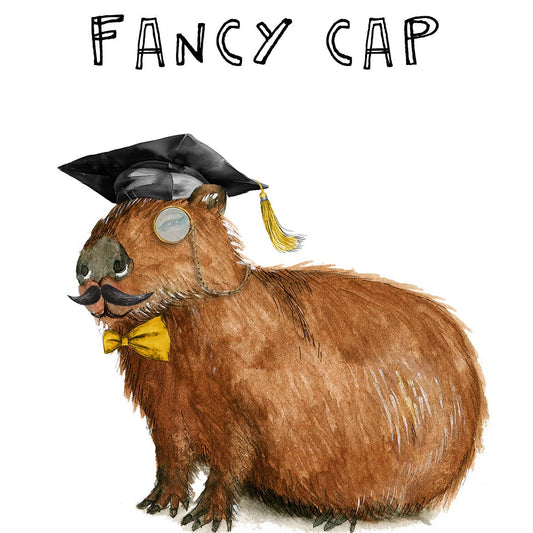 Fancy Capybara Funny Graduation Card 2024 - Doctorate Tam PHD Graduation Cards - Liyana Studio Handmade Greeting Cards