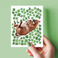 Lucky Clovers Horse Good Luck Card For Friends - Four Leaf Shamrock Cards For Horse Lovers - Saint Patrick's Day Card For Her
